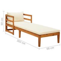 Gultas VLX Solid Acacia 316312, kreminės spalvos, 60 cm x 68 cm x 202 cm