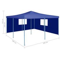 Išskleidžiama pavėsinė su 2 šoninėmis sienomis, mėlyna, 5x5m