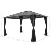 pavesine lauko su uzuolaidoms - Pavėsinė su užuolaidomis, aliuminis, 4x3x2,6 m, juoda - 2 nuotrauka