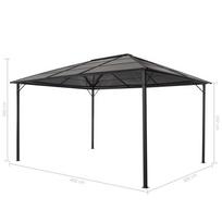 Pavėsinė su stogu, juoda, 4x3x2,6 m, aliuminis
