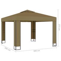 Pavėsinė su dvigubu stogu, taupe spalvos, 3x3x2,7m, 180g/m