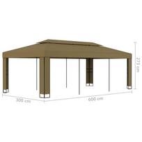 Pavėsinė su dvigubu stogu, taupe spalvos, 3x6m, 180g/m