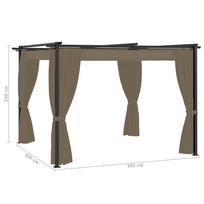Pavėsinė su užuolaidomis, taupe spalvos, 3x3m, plienas