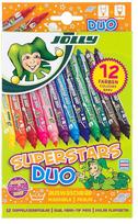markeriai flomasteriai - Flomasteriai SUPERSTARS DUO, Jolly, 12 sp., dvipusiai - 5 nuotrauka