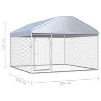  VLX Outdoor Dog Kennel w/ Roof Silver, 2000x2000x1350 mm
