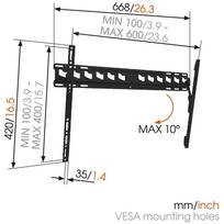 vesa mount - Vogels Wall mount, MA4010-A1, Tilt, 40-65 ", Maximum weight (capacity) 60 kg, VESA 100/400-100/600 mm, Juodas - 4 nuotrauka