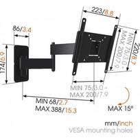 vesa 100x100 laikiklis - Vogels Wall mount, MA2040-A1, 19-40 ", Full motion, Maximum weight (capacity) 15 kg, VESA 100x100 - 4 nuotrauka