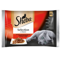 SHEBA paketas (su jautiena, ėriena, vištiena, kalakutiena),  4x85g