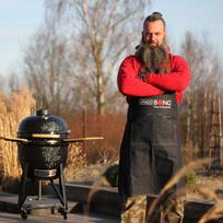 KAMADO BONO Džinsinė prijuostė su natūralia oda