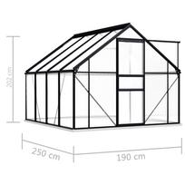 Šiltnamis su pagrindo rėmu, antracito spalvos, aliuminis, 4,75m²