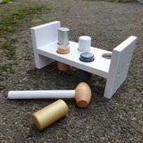 medinis zaislas - Medinis žaislas su plaktuku JaBaDaBaDo, sidabrinis - 4 nuotrauka