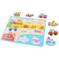 montessori zaislai - Medinė dėlionė "Transporto priemonės" - 3 nuotrauka