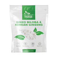 raw powders - RawPowders ginkmedžio ekstraktas 3000 mg & Korėjos ženšenis 1000 mg (90 kapsulių) - 1 nuotrauka