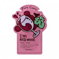 red mask - Tony Moly I'm Real Red Wine lakštinė veido kaukė su rauduonoju vynu 21 g - 1 nuotrauka