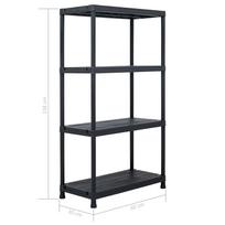 Sandėliavimo lentynos, 5vnt., juodos, 60x30x138cm, plastikas