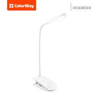 led lempa su baterija - ColorWay LED stalinė lempa, lanksti ir klipas su įmontuota baterija Balta, Stalinė lempa, 3 val., 5 V, 0,5 Ah - 1 nuotrauka