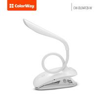 led lempa su baterija - ColorWay LED stalinė lempa, lanksti ir klipas su įmontuota baterija Balta, Stalinė lempa, 3 val., 5 V, 0,5 Ah - 2 nuotrauka