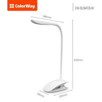 led lempa su baterija - ColorWay LED stalinė lempa, lanksti ir klipas su įmontuota baterija Balta, Stalinė lempa, 3 val., 5 V, 0,5 Ah - 3 nuotrauka