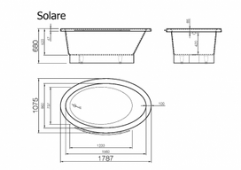 latvijos - Vonia Vispool Solare 179x107cm, ovali - 3 nuotrauka