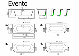latvijos - Vonia Vispool Evento 175x75cm - 2 nuotrauka