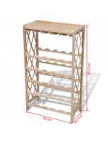 vyno lentynos - Butelių lentyna VLX Solid Fir Wood Wine Rack For 25 Bottles, šviesiai ruda, 500 mm x 247 mm x 875 mm - 4 nuotrauka