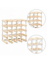 buteliu lentyna - Butelių lentyna VLX Solid Pinewood Wine Rack For 20 Bottles, šviesiai ruda, 415 mm x 225 mm x 415 mm - 4 nuotrauka
