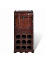 vyno lentynos - Butelių lentyna VLX Wooden Wine Rack For 9 Bottles, raudona, 400 mm x 270 mm x 790 mm - 1 nuotrauka