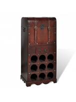 vyno lentynos - Butelių lentyna VLX Wooden Wine Rack For 9 Bottles, raudona, 400 mm x 270 mm x 790 mm - 2 nuotrauka