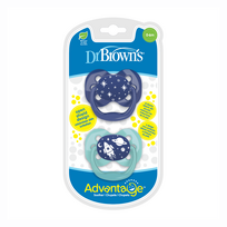 ciulptukai dr.browns -  DR. BROWN'S dvipusiai čiulptukai ADVANTAGE, 0–6 mėn., mėlyna spalva, 2 vnt.+dangteliai - 1 nuotrauka