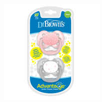 ciulptukai dr.browns -  DR. BROWN'S dvipusiai čiulptukai ADVANTAGE, 0–6 mėn., rožinė spalva, 2 vnt.+dangteliai - 1 nuotrauka