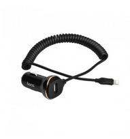 Hoco Premium Z14 Fast USB Car Charger With Apple Lightning Cable Black