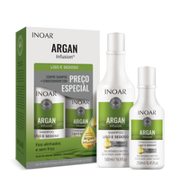 Glotnių ir švelnių plaukų rinkinys INOAR Argan Infusion Smooth and Silky Duo Kit  500ml+250ml
