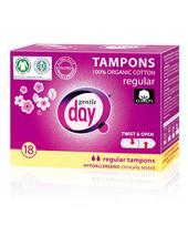 GENTLE DAY® ekologiškos medvilnės tamponai REGULAR, bekvapiai, 18 vnt.