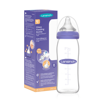 stikline gertuve -  LANSINOH stiklinis maitinimo buteliukas su žinduku, 240 ml - 2 nuotrauka