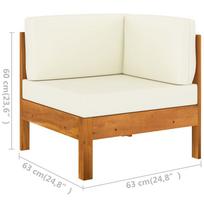 Sofa VLX Solid Acacia 310644, kreminė, 63 x 63 x 60 cm
