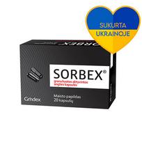 anglies granules - GRINDEX granuliuotos aktyvintos anglies kapsulės SORBEX, 20 kapsulių - 2 nuotrauka