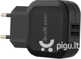 5v usb laidas - Qoltec Charger Adapter USB x2 / Euro Black - 5 nuotrauka