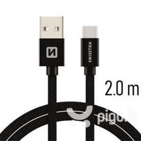 usb c pakrovejas 2m - Swissten Textile USB To USB Type-C 3.1 Charge Cable 2m Black - 2 nuotrauka