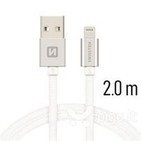 apple laidu - Swissten Textile USB To Apple Lighting Fast Charge Cable 2m Silver - 2 nuotrauka