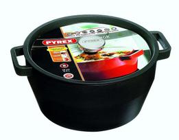 pyrex puodai - Pyrex SlowCook Round Cast Iron Casserole D28cm 6.3l Grey - 2 nuotrauka