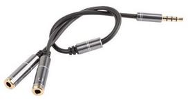 ps4 cable - Natec Cable Jack 3.5 to Jack 3.5 x2 Black 0.2m - 2 nuotrauka
