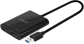 thunderbolt 2 adapter - Club 3D SenseVision USB A To DisplayPort 1.2 Dual Monitor 4K 60Hz Black - 1 nuotrauka