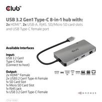 hdmi type c laidas - Club 3D USB-C - 2 x USB/USB-C/RJ-45/SD/MicroSD/2 x HDMI - 4 nuotrauka