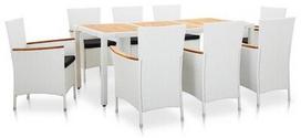 Lauko baldų komplektas VLX 9 Piece Outdoor Dining Set Poly Rattan, baltas/juodas, 8 vietų