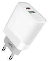 Įkroviklis XO L64 PD QC 3.0 18W, USB/USB-C, balta
