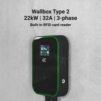 elektromobilio ikrovimo stotele type 2 - Green Cell Žalias Cell Žalias Cell EV Charger PowerBox 22kW charger with Type 2 socket and RFID for charging electric cars and Plug-In hybrids, 32 A - 10 nuotrauka