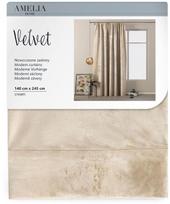 velvet uzuolaidos - AmeliaHome Velvet Pleat Curtains Cream 140x245cm - 2 nuotrauka