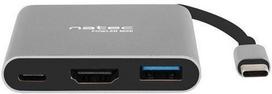 mini hdmi adapteris - Natec Multi-Port Adapter, Fowler, USB-C, HDMI, USB 3.0 - 2 nuotrauka
