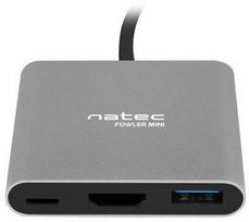 mini hdmi adapteris - Natec Multi-Port Adapter, Fowler, USB-C, HDMI, USB 3.0 - 4 nuotrauka