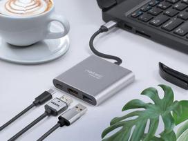 mini hdmi adapteris - Natec Multi-Port Adapter, Fowler, USB-C, HDMI, USB 3.0 - 6 nuotrauka
